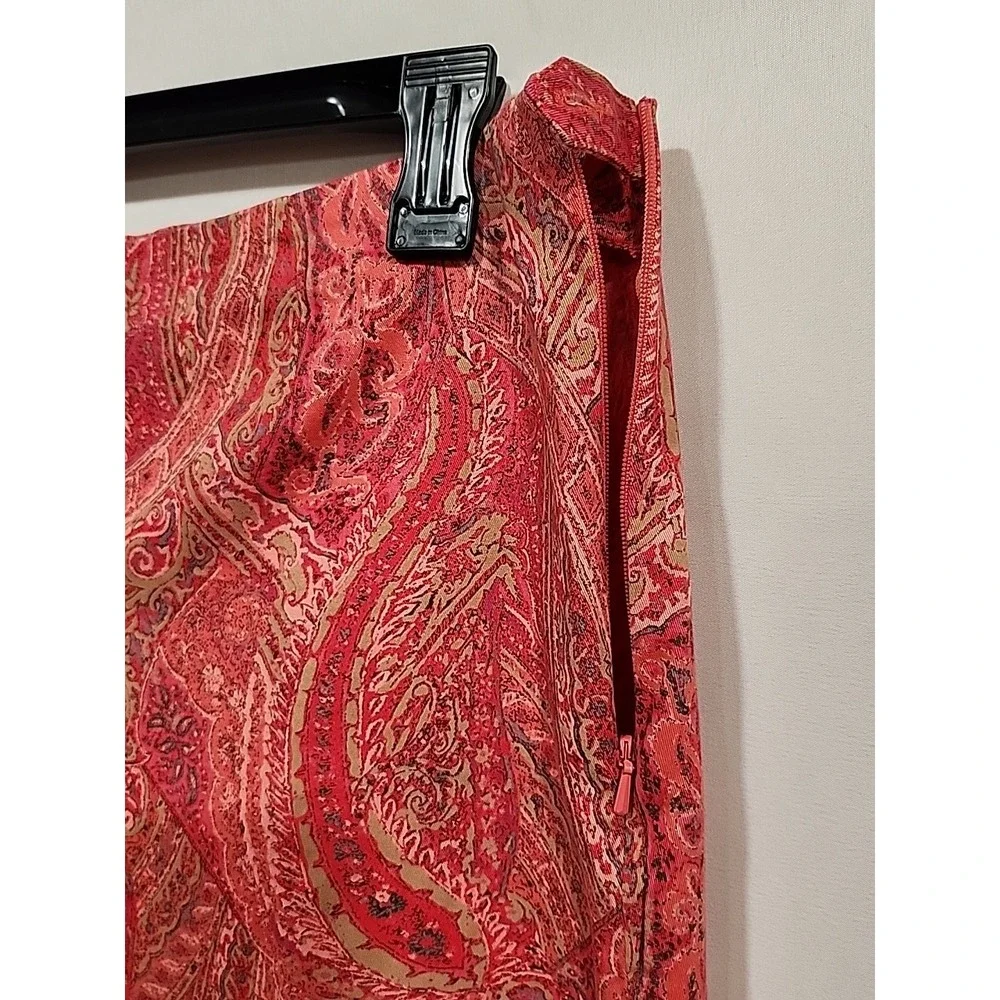 J. Jill Pants Womens Size 12 Red Paisley Stretch, Side Zipper, 27" Inseam - Picture 6 of 7